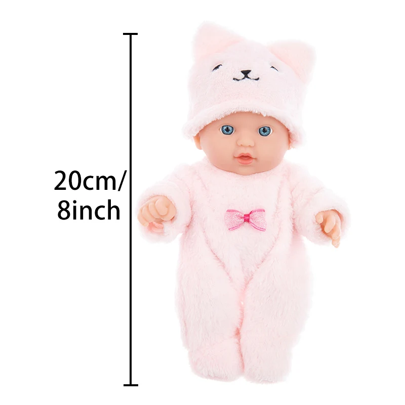 8 Inch/20 cm Baby Doll With Plush Bear Pajamas 4