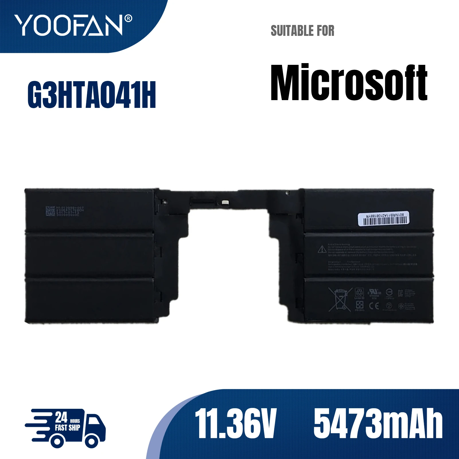 YOOFAN Battery Battery Baterai Laptop untuk Microsoft Surface Book 2 2nd Gen 15 "1793 Keyboard 11.36V 5473mAh