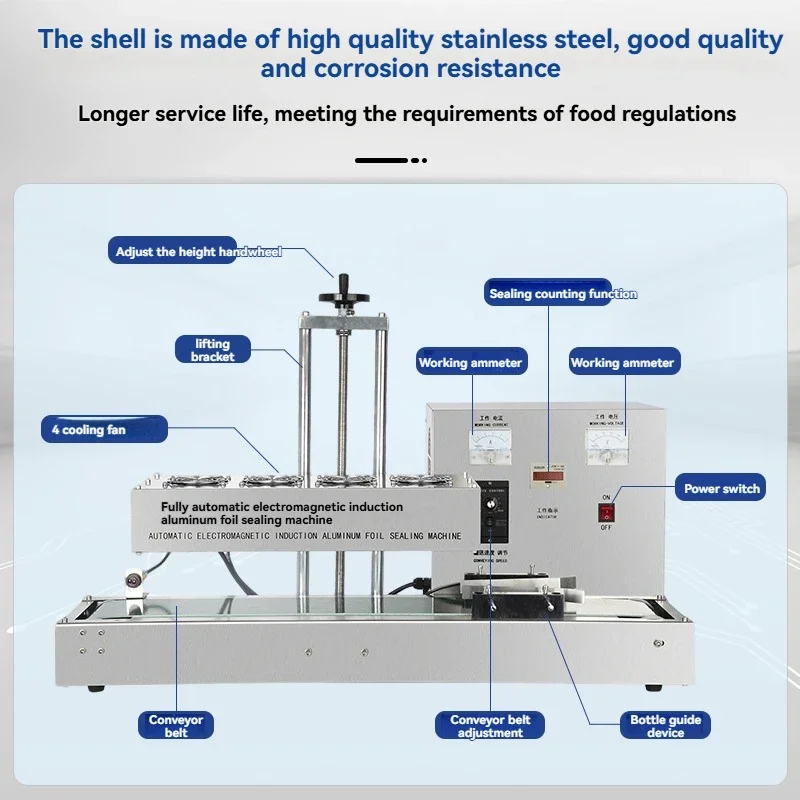 Continuous Aluminum Foil Seal Sealer, Automatic Electromagnetic Induction Aluminum Foil Sealing Machine