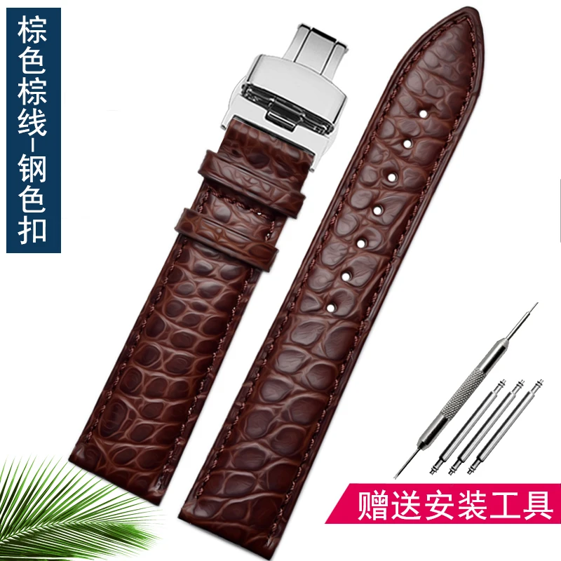 Krokodillederarmband für Longines Omega Rossini Citizen Tissot Möwenarmband Herren Damen Schmetterlingsklasse Uhrenkette 16/18/20 mm
