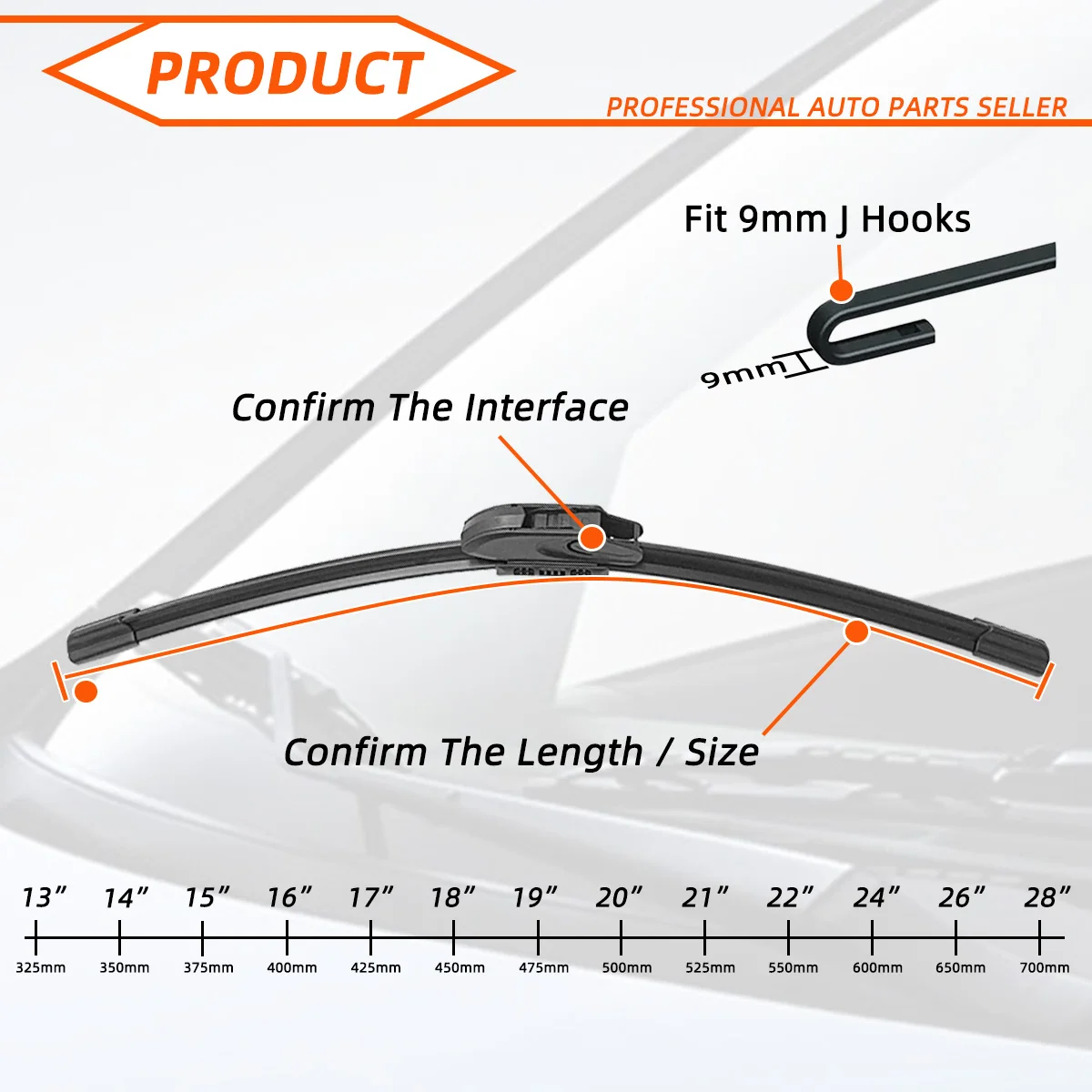 Wiper Blade Universal General J U Hook 13\