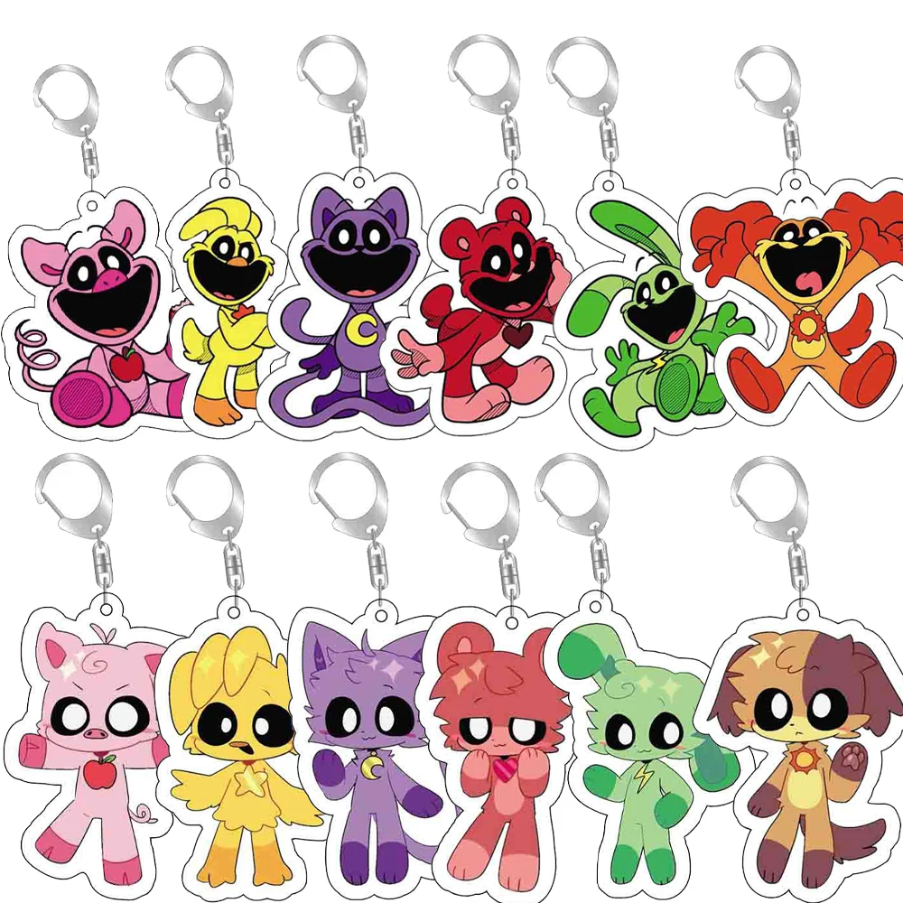 Smilings Critters Acrylic Keychains Cartoon Catnap Pendants Cute Anime Character Charms Keyrings Backpacks Jewelry Kids Gifts