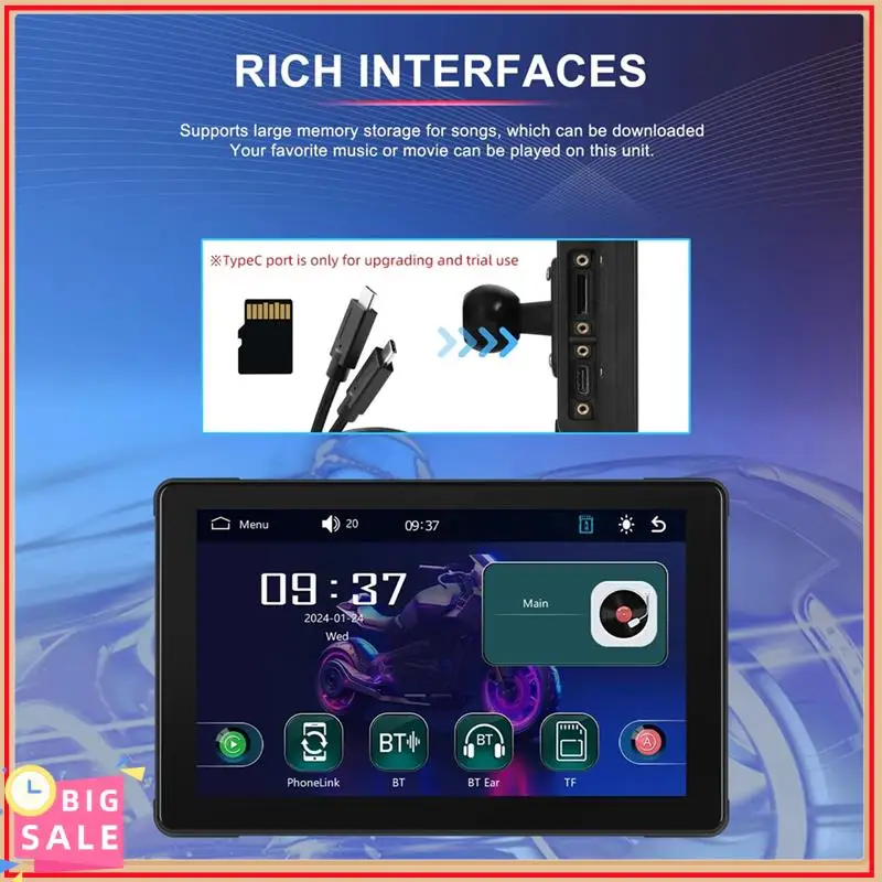 

Exclusive 7 Inch Portable Motorcycle GPS Navigation Waterproof Carplay Screen Display Wireless Android Auto Motorcycle Monitor