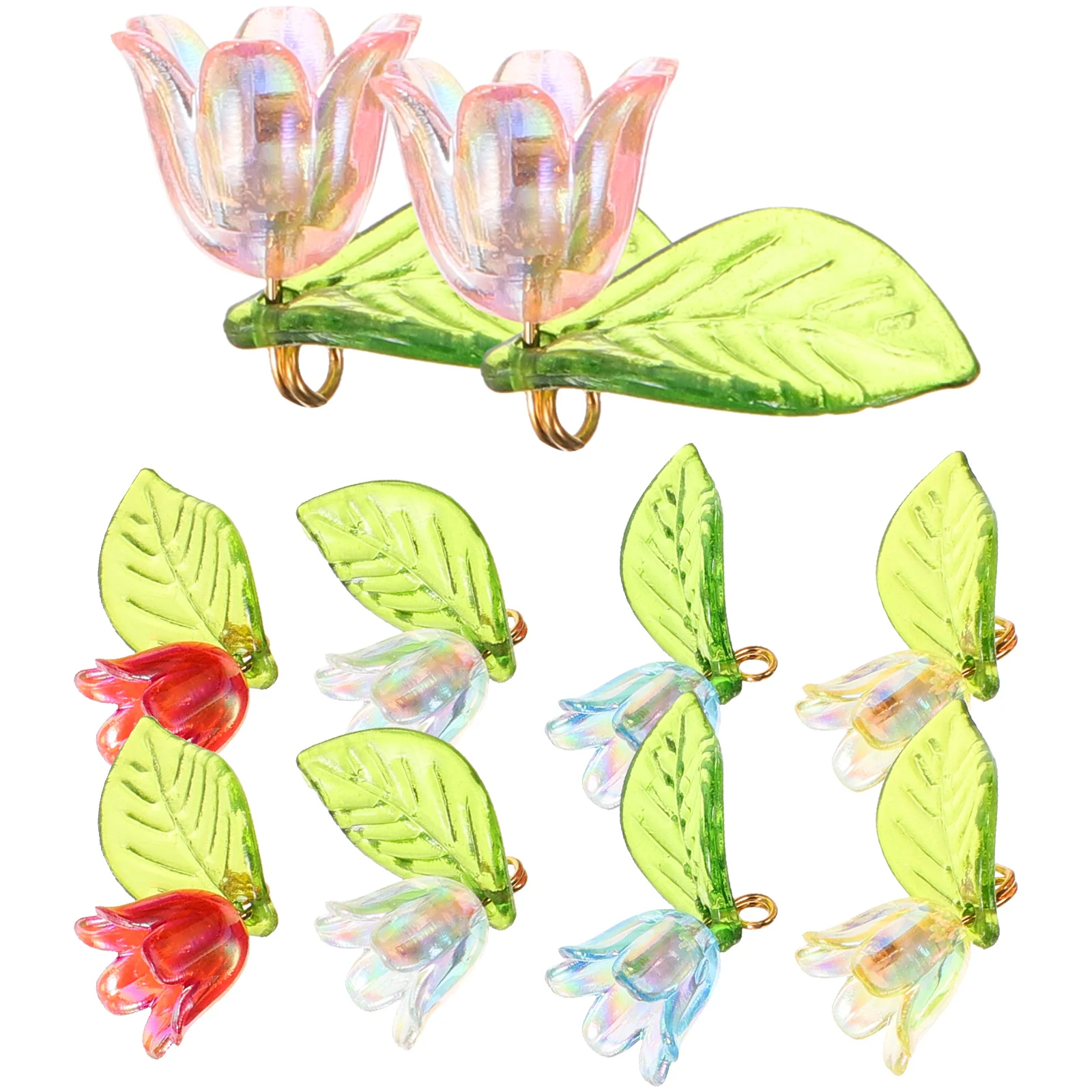 

10pcs Flower Beads For Jewelry Making Acrylic Charms Diy Bracelet Necklace Craft Supplies Compact Spacer Bead Durable Floral