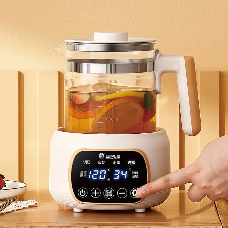 1.3L Electric Kettle Multifunction Health Pot Infant Thermostatic Glass Milk Regulator Home Temperature Control Flower Teapot