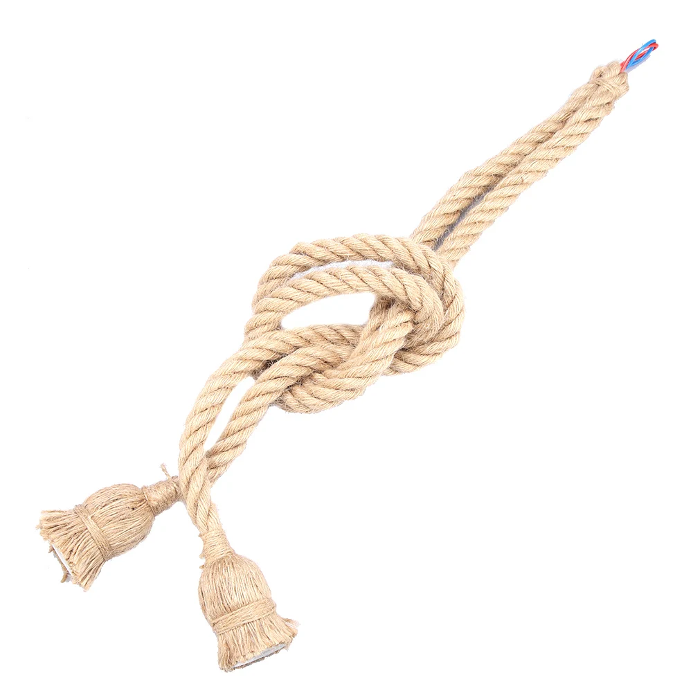 1.5m 2 Heads E27 Retro Vintage Pendant Lamp Hemp Rope Ceiling Filament Light Fixture