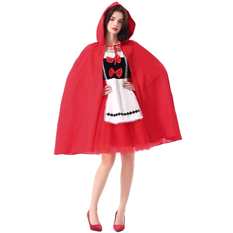 

loween Little Red Riding Hood Castle Cloak Princ Skirt Cosplay Adult Role-plang Stage Performance Clothes