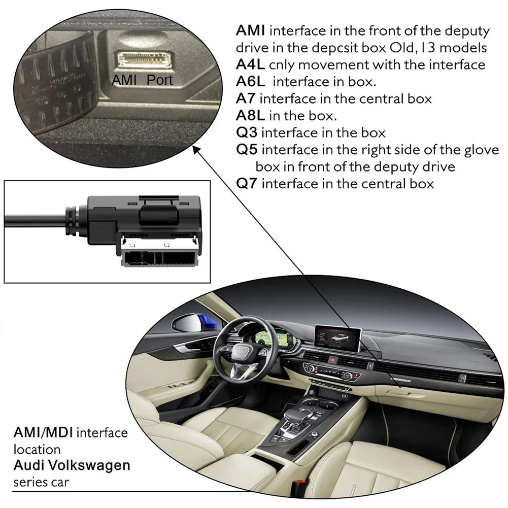 AMI MMI USB AUX Cable Music MDI MMI AMI To USB Female Interface Music Media Adapter for Audi A6L Q5 Q7 A8 S5 A5 A4L A3