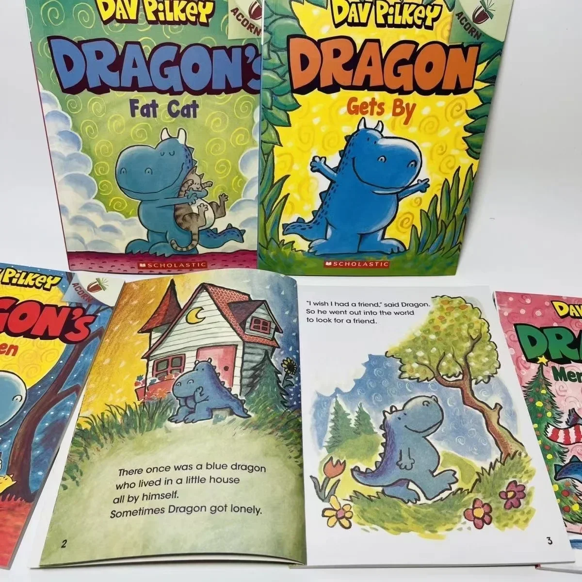 5 Books/Set Scholastic Dragon By Dav Pilkey Kids Picture Bedtime Reading Story Book Set In English Comic Books