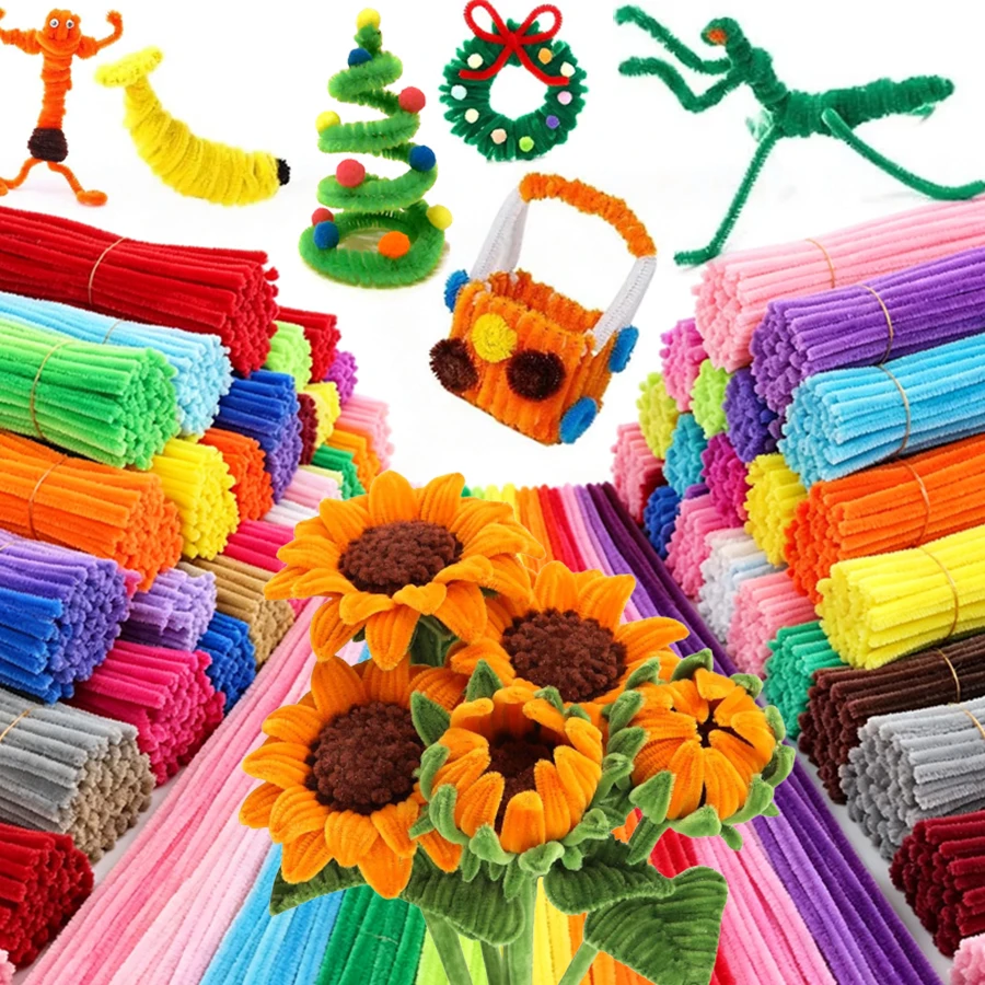 240/480pcs Pipe Cleaners Chenille Stems, Bendable Fuzzy Twist Sticks, DIY Flower Craft Materials for Handmade Tulip Bouquet, XJM