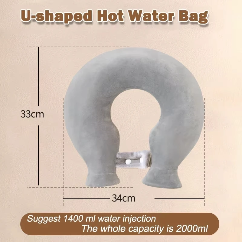 U-shaped Hot Water Bag for Neck Soft Plush Neck Warmer Hot Water Bottle Winter Warming Supplies Hot Cold Compress Physiotherapy