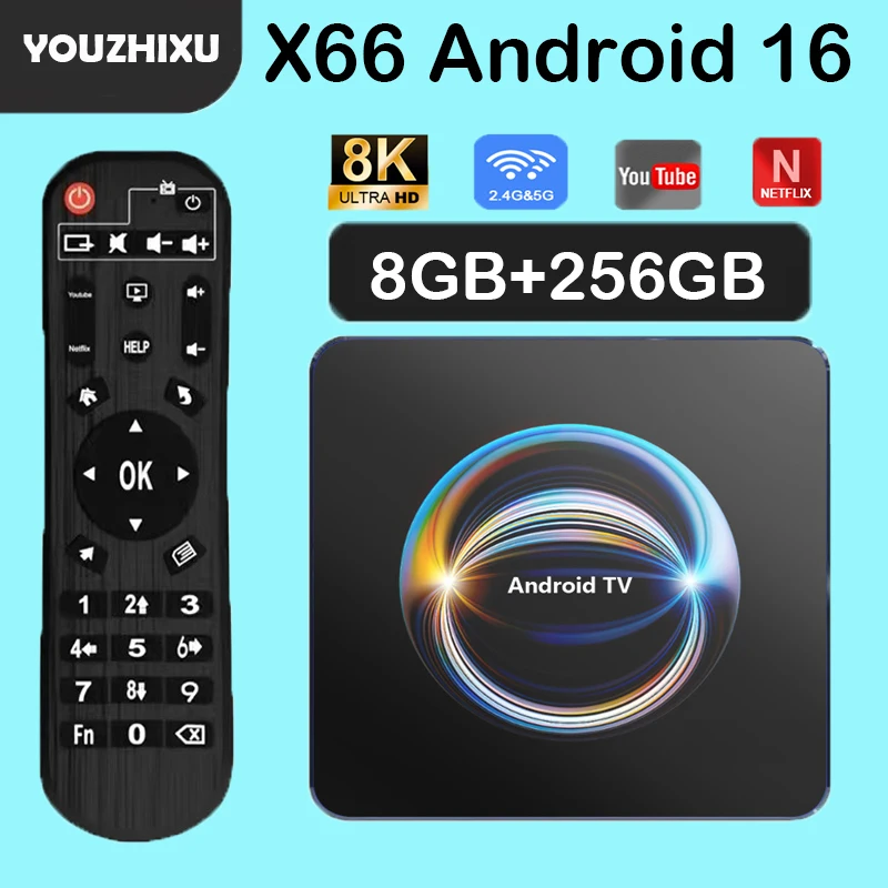 Android 16 Smart TV Box X66 8GB 256GB RK3528 Dual WiFi BT5.4 Google معتمد يوتيوب صوت مشغل الوسائط عن بعد 8K Set Top Box #1