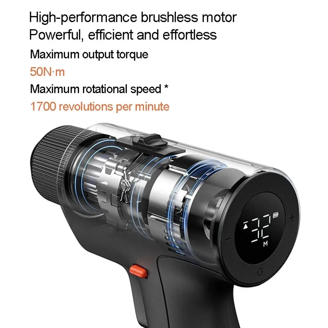 Mijia Brushless Electric Drill 2nd Gen Max 50N·m Torque 1900mAh 32 Level Gear High Performance Brushless Motor Type-C