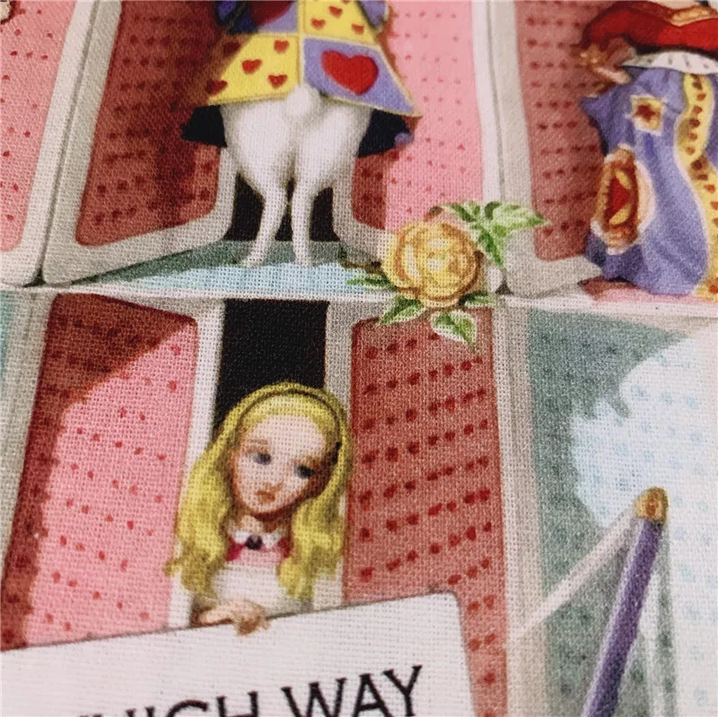 110cm szerokości Alice character Poker wydrukowano jednobarwna bawełna tkaniny do patchworku materiał do pikowania DIY ręcznie wykonana tkanina