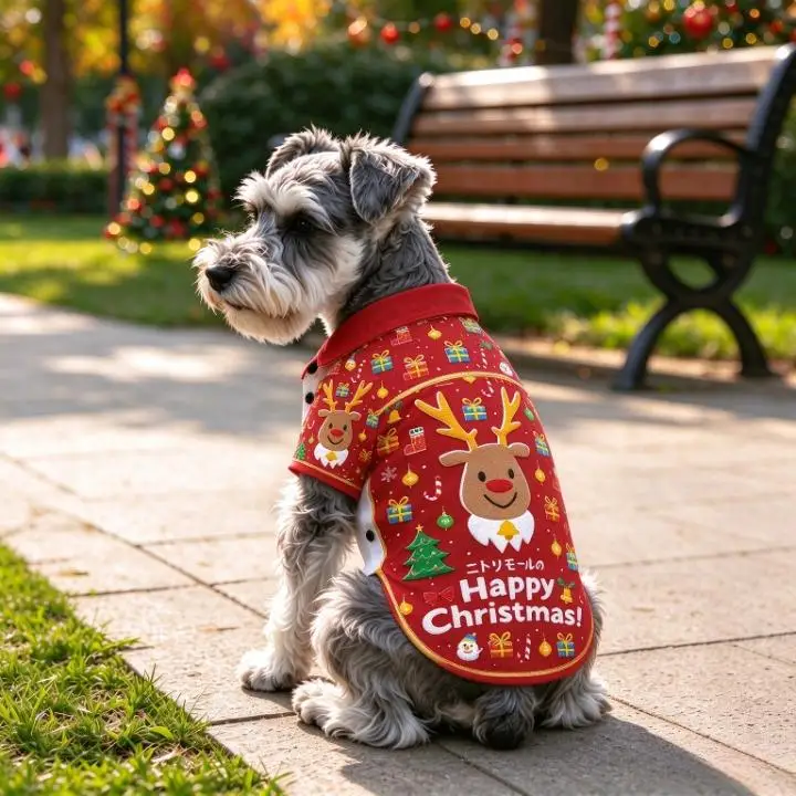 Xmas Pet Button Down Open Shirt, Gingerbread Man Print Apparel, Merry Christmas Holiday Costume for Dogs and Cats