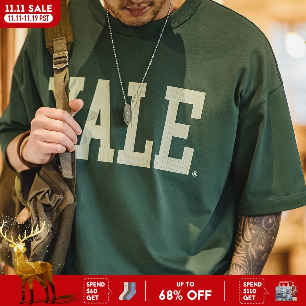 

Maden Letter Print O-Neck T-shirts Men College Style Basic Top Cotton Short Sleeve Tees Men's Summer Casual T Shirt Black Shirts