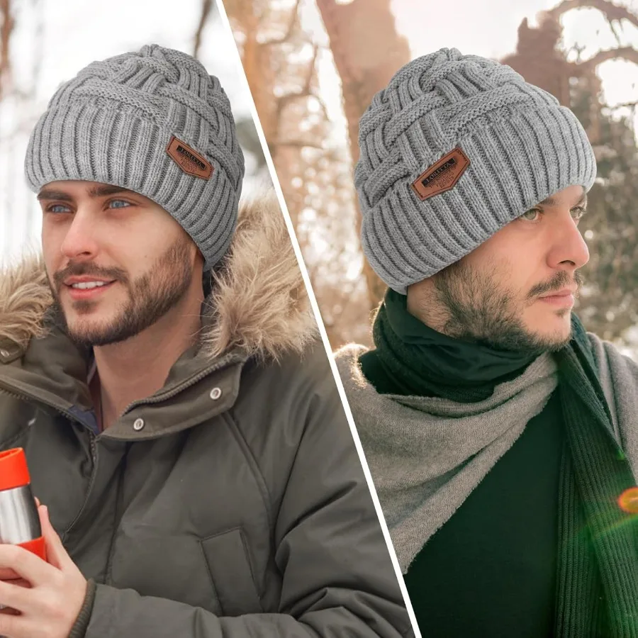 Loritta Wintermütze, warm gestrickt, dick, Baggy, Slouchy Beanie, Totenkopfmütze für Herren