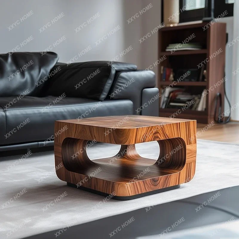 Design sense creative solid wood coffee table small apartment living room home medieval art high-end coffee table