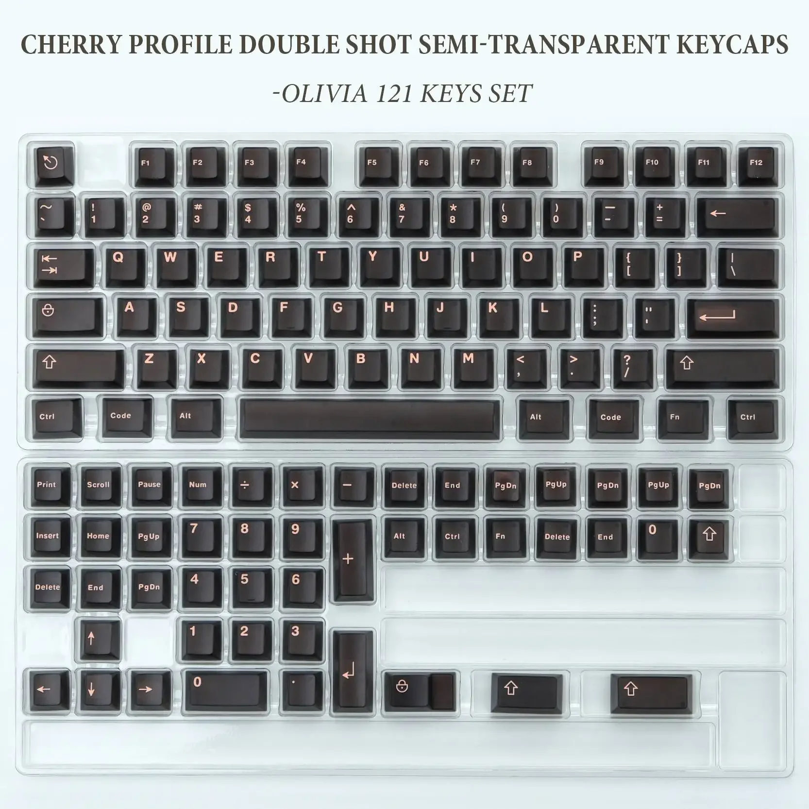 121 Keys Olivia Double Shot Translucent Keycap Cherry Profile Semitransparent ABS Keycaps for Cherry MX Switches Gamer Keyboard