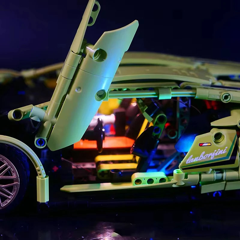 LEGO T2007 테크니컬 럭셔리카 로고 빌딩 블록 세트, RC DIY LED 라이트 키트, 블록 모델 없음