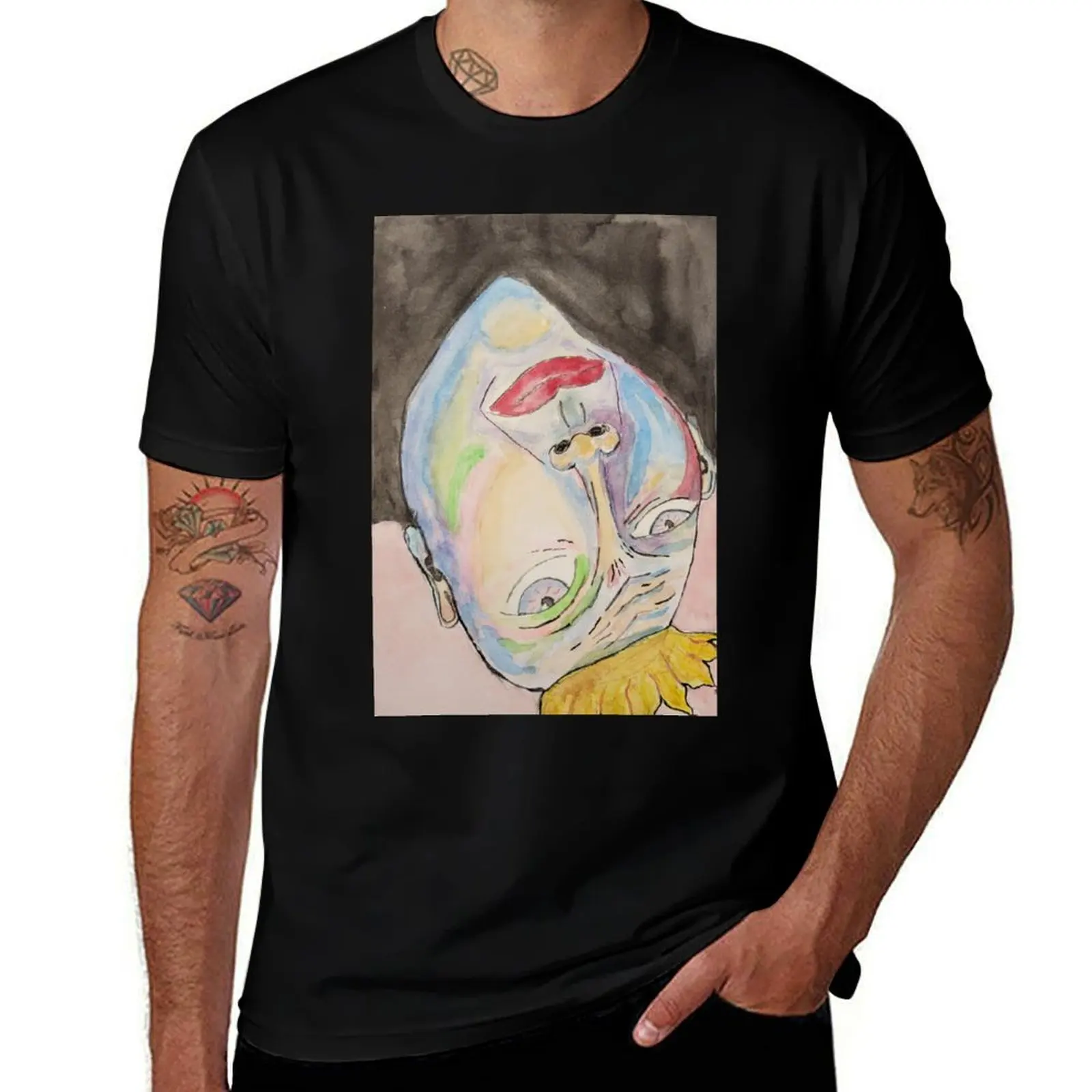 

Upside down T-Shirt rapper graphic tees blue lock Personalized t-shirt heavyweights mens big and tall t shirts
