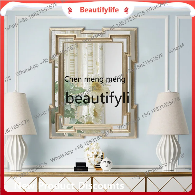 

cn8350 ss European decorative washstand wall-mounted cosmetic mirror square bathroom-mounted decorative mirror