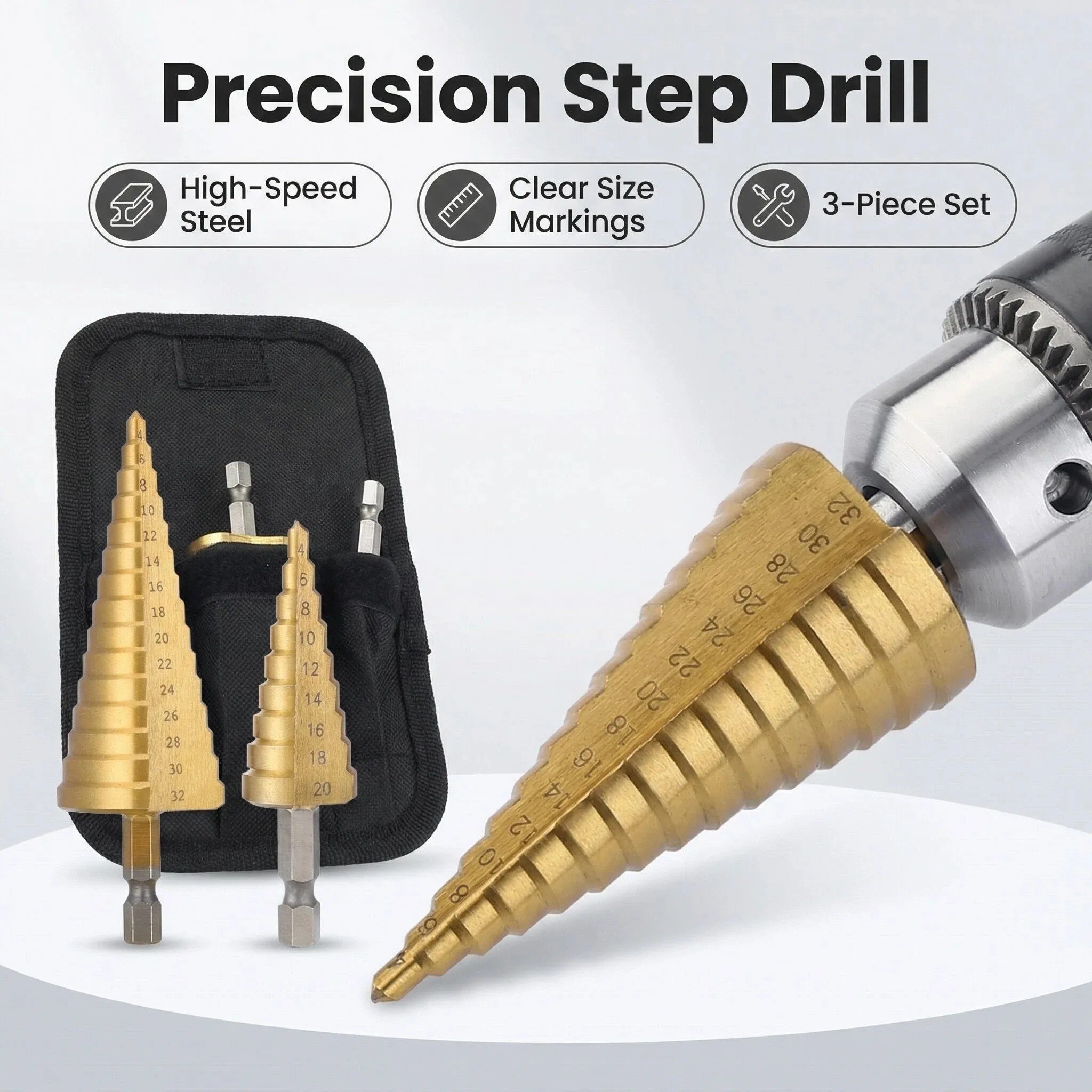 4-32 mm 4-20 mm HSS Titanium Coated Step Drill Bit High Speed Steel Metal Wood Hole Cutter Cone Drilling Tool