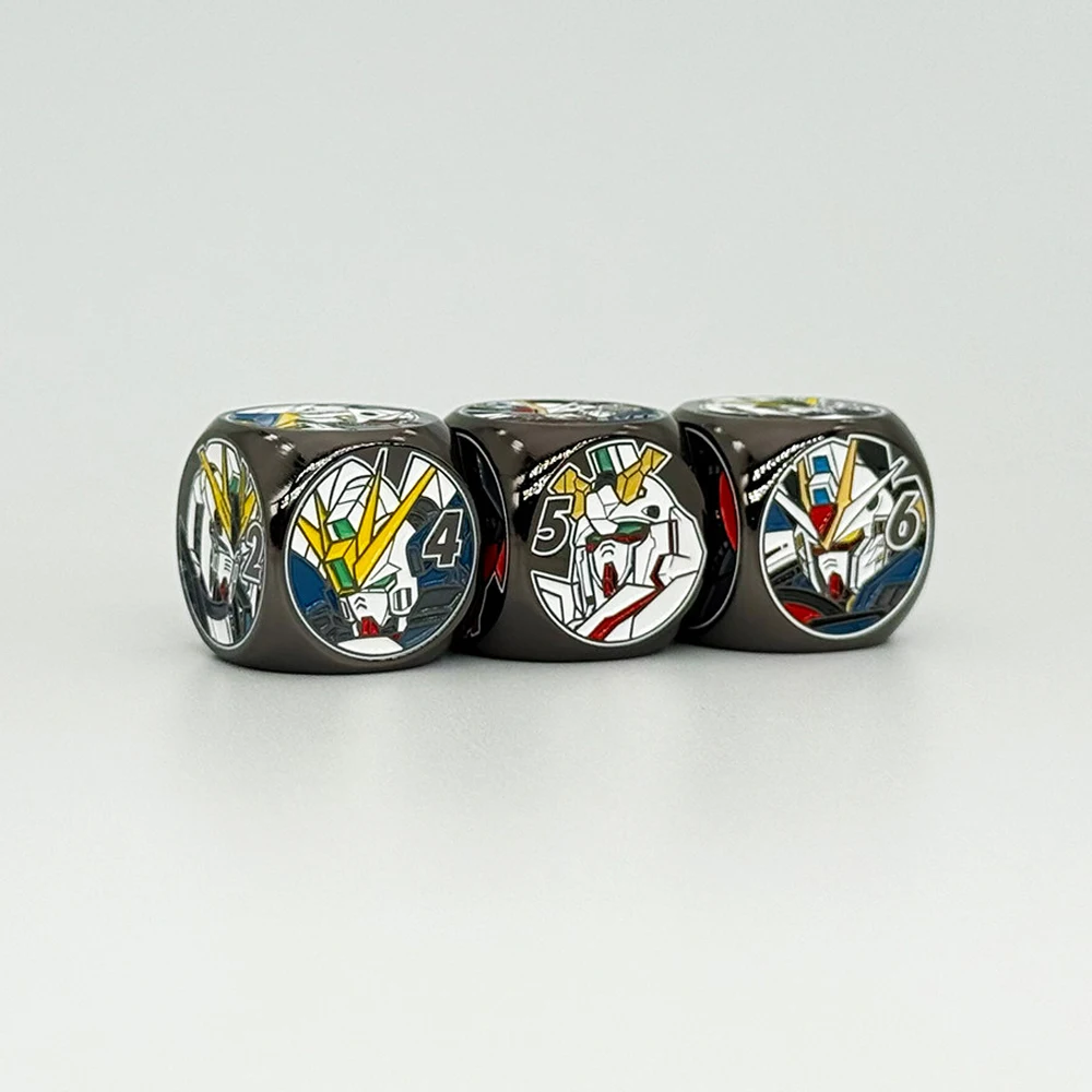 Diy Cartoon Gundamed Iron Dice Metal Multi-Sided Dice One Grain Gundamed Special Dice for Board Games Gift Toys