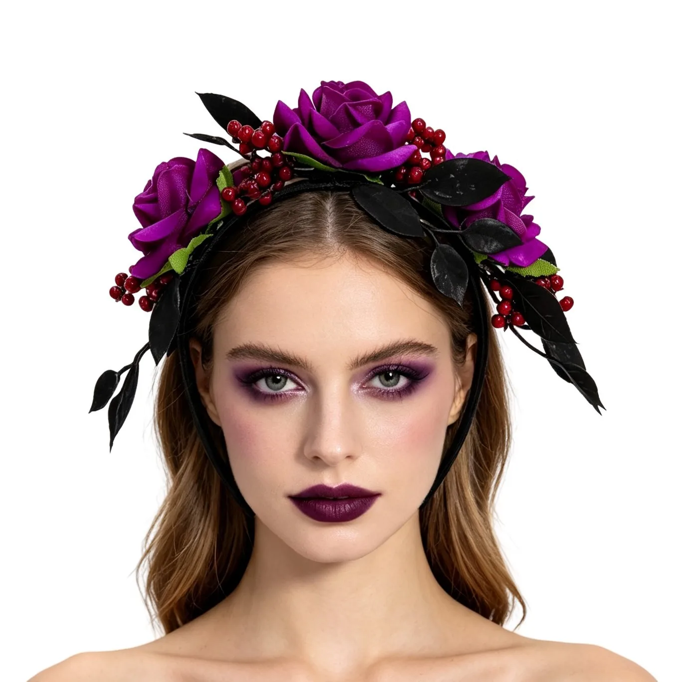 Fashion Cross-Border Dress-Up Halloween Artificial Flower Hair Band Headwear Gothic Style Dark Vampire Party Cos Hair Headwear