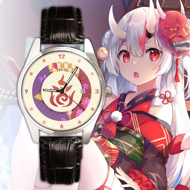 Anime Hololive VTuber Hoshimati Suisei Nakiri Ayame Shirakami Fubuki Game Quartz Watch Wristwatch Cosplay Couples Watches Gift