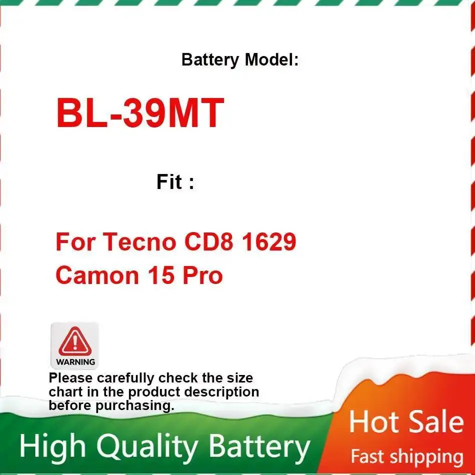 

BL-39MT Good Low-Temperature Performance Long Lasting Mobile Phone Battery 4000Mah For Tecno CD8 1629 Camon 15 Pro