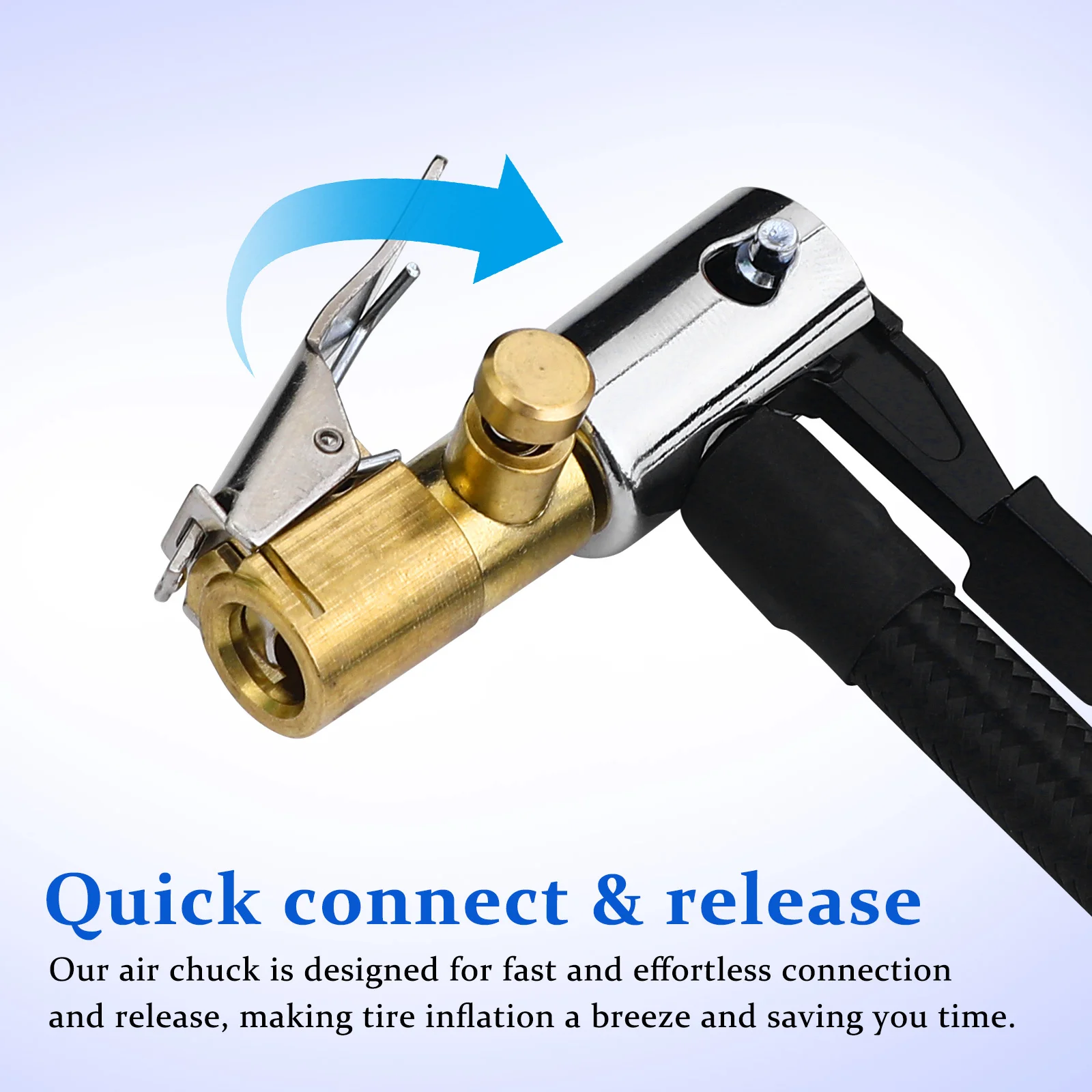 2 szt. Szybkozłączki z blokadą do pompowania opon samochodowych, motocyklowych i rowerowych, dysza z gwintem, adapter do pompy, prosty adapter do pompowania.