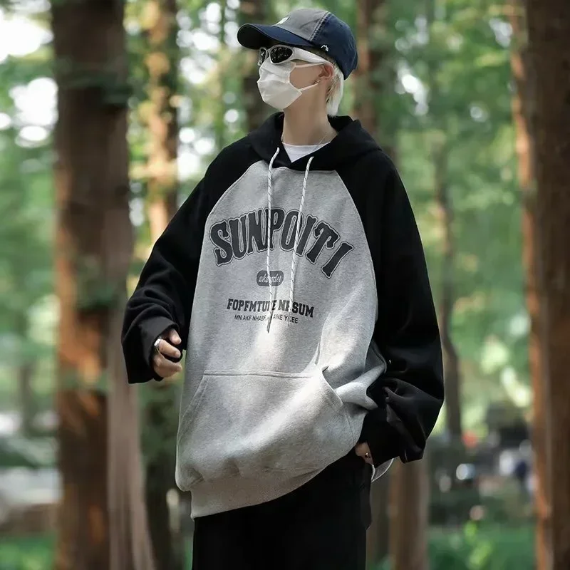 

Толстовка мужская с капюшоном, свитшот с надписью, стиль пэчворк, стиль хип-хоп, уличная одежда, винтажный пуловер, худи, Y2K, осень