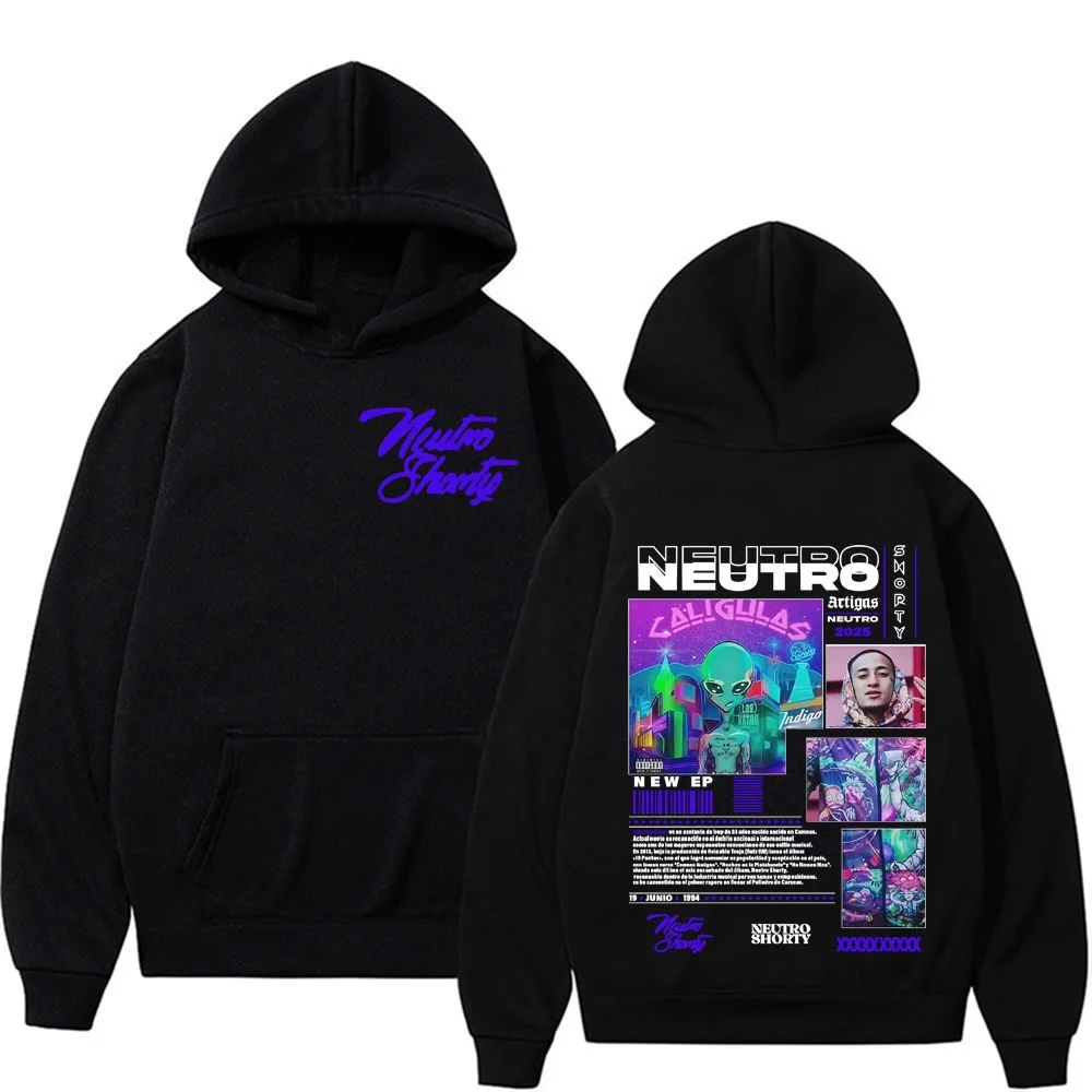 Rap Singer Neutro Shorty Album Tour 2025Autumn/winter Men's Women's Hip-hop Fashion Oversized Pure Cotton Sportswear Street Wear