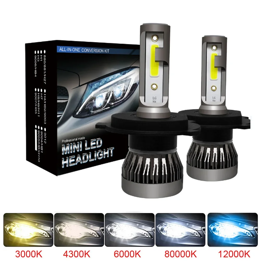 2 pièces LED H4 H7 phare de voiture H1 ampoule LED H8 H11 9005 HB3 9006 HB4 9004 HB1 H3 HB5 H13 lumières LED 20000LM Turbo lampada 12V