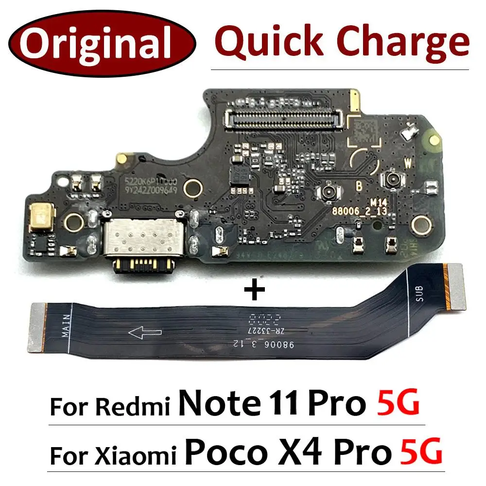

100% Original For Xiaomi Poco X4 Pro 5G / Redmi Note 11 Pro 5G USB Charger Dock Connector Charging Port Microphone Flex Cable