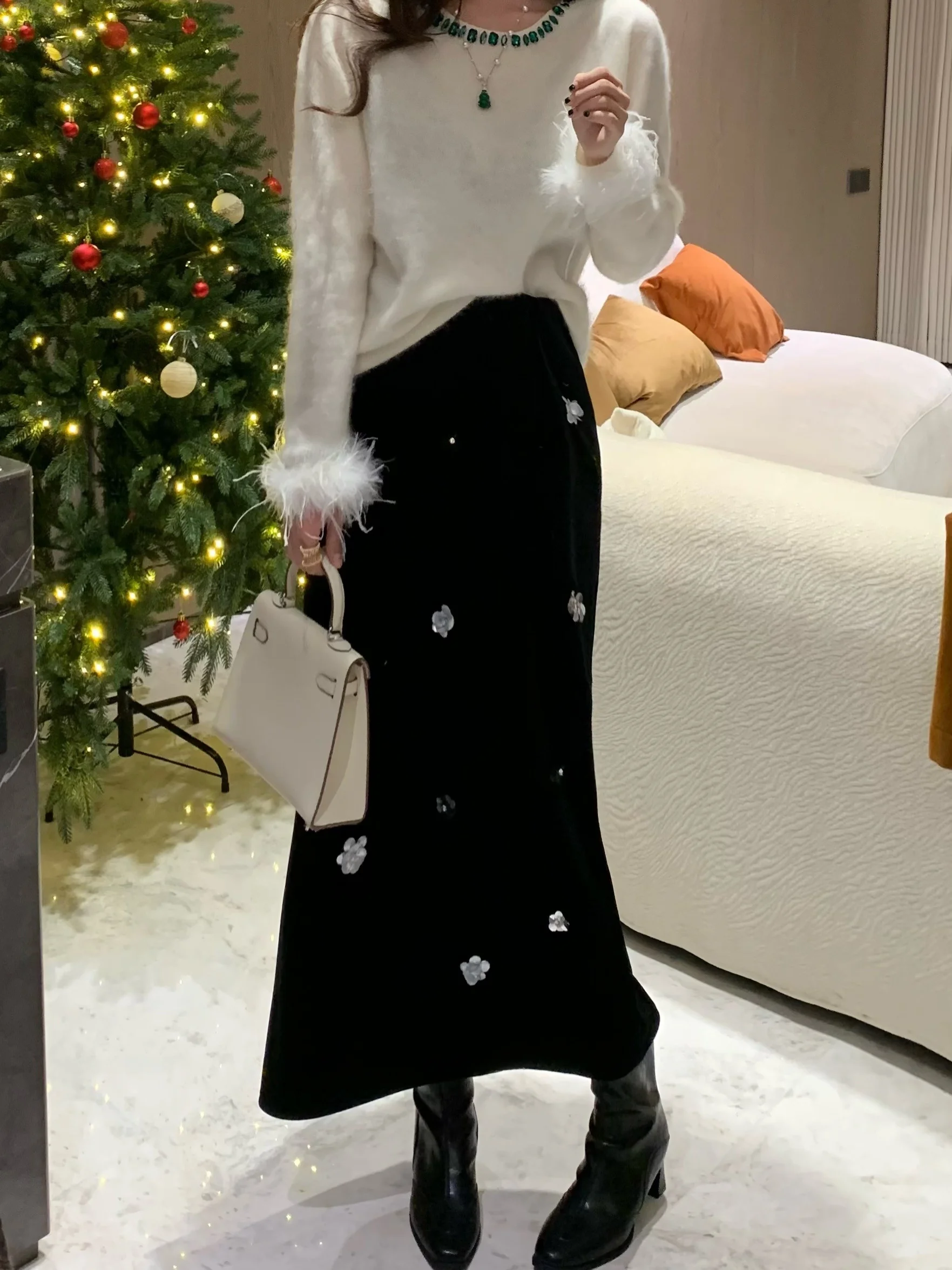 

Neadada Casual Emed Floral Slimming f Skirt Ele Design Polyester Fiber H-ape Stand Fit Spring Collection