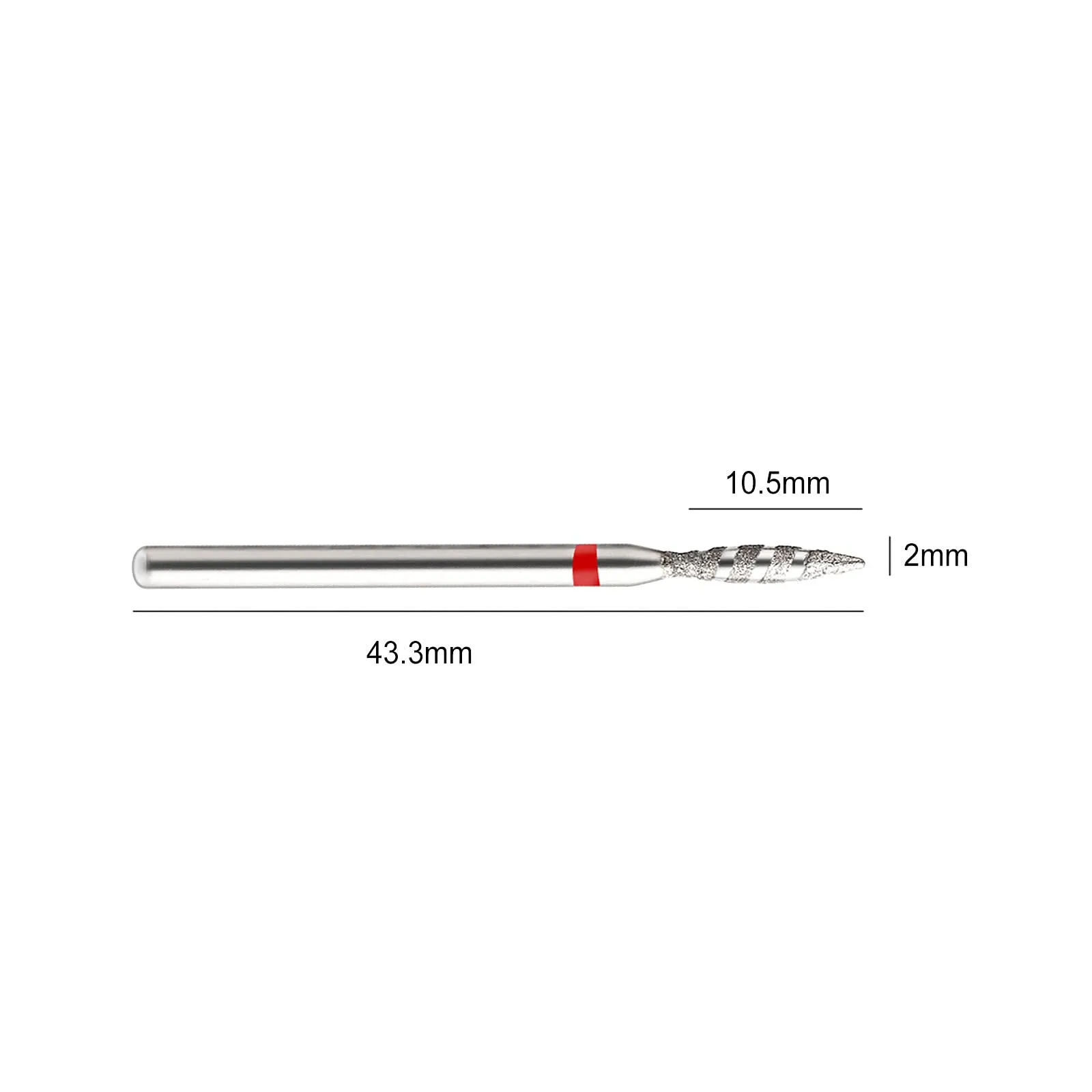 Ngọn Lửa Kim Cương Móng Khoan 3/32 "Xoắn Ốc Hạt Làm Móng Mũi Cho Móng Tay Nhám Đầu Cắt Sạch Sẽ