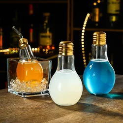 1pc Creative Bulb Fashion Cute Milk Juice Light Bulb Shape Cup 100/200/300/400/500ml Party Plastic Bottle Bar Tool