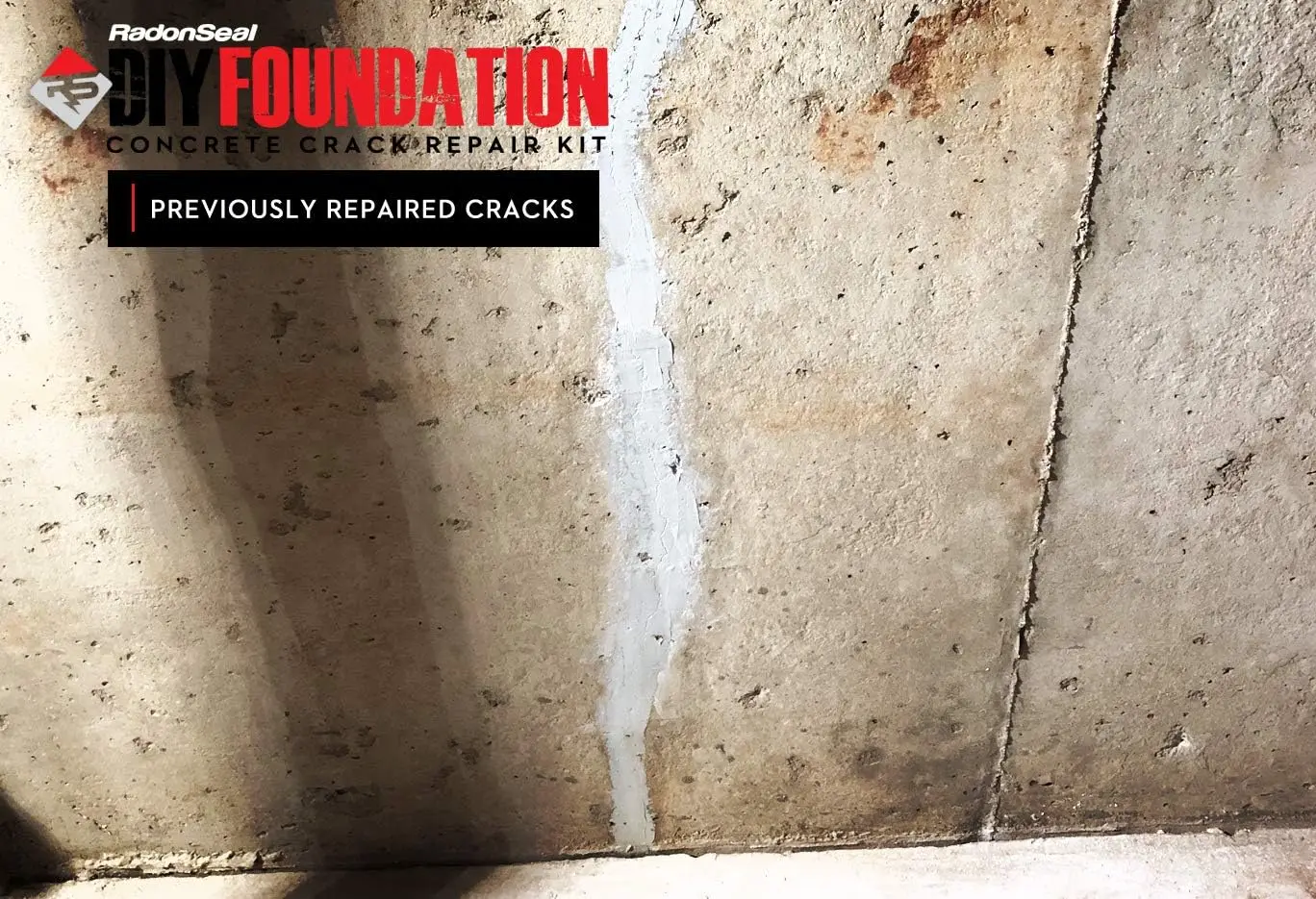 RadonSeal-Kit de Réparation de Fissures de Fond de Teint en Béton (10 Pieds), Solution du Domestique aux Fissures de Murs de Basement, Comme les Pros!