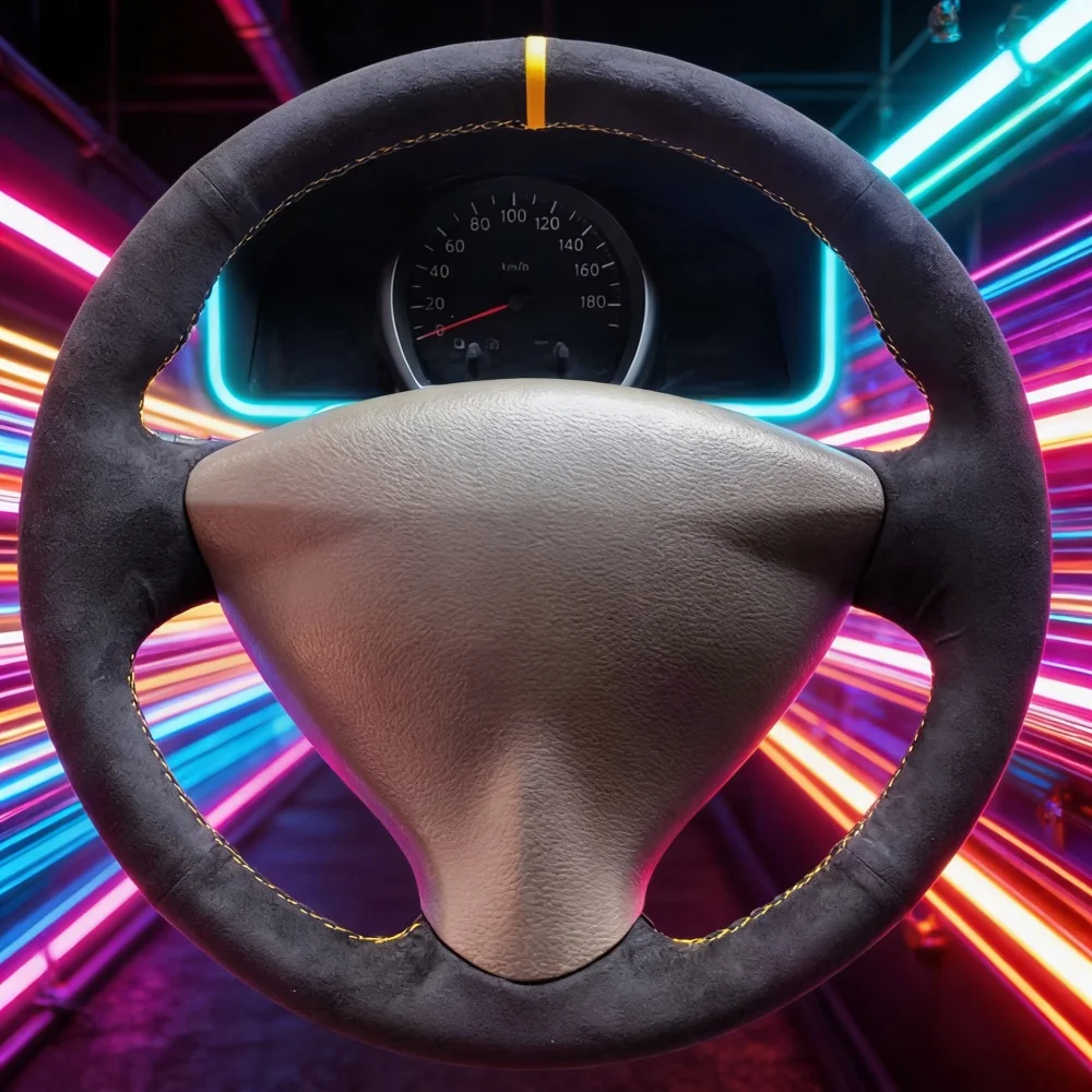 Funda de Volante Personalizada para Coche, Tiida, Sylphy, Sentra, Versa, Note 2014, Funda de Volante de Ante Suave, Trenzada, para Nissan Tiida