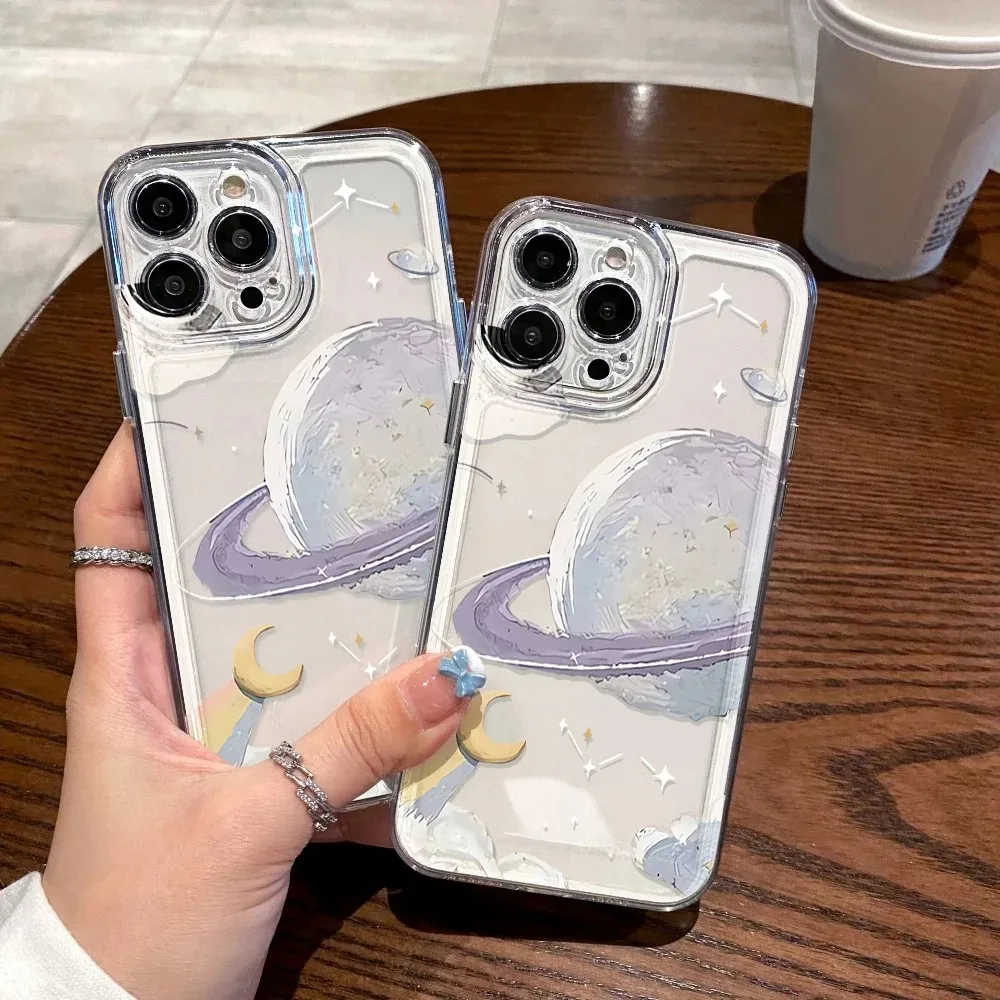

Starry Sky Pattern Transparent Phone Case For iPhone 17 16 13 12 11 14 15 Pro Max 14 15 16 Plus 16E 17 Air Silicone Bumper Cover