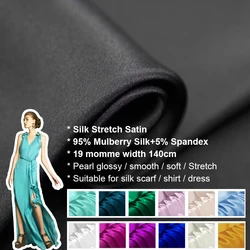 Raso di seta elasticizzato 140cm larghezza 19momme Pure Soie Shirt e tessuti per abiti panno di lusso