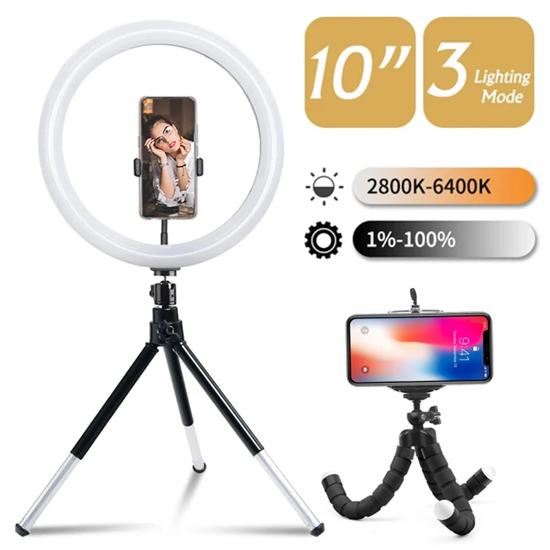 12 inch LED Ring light Photography Lighting Phone Ringlight With Tripod Stand USB Round Fill Lamp for Youtube TikTok Video Live