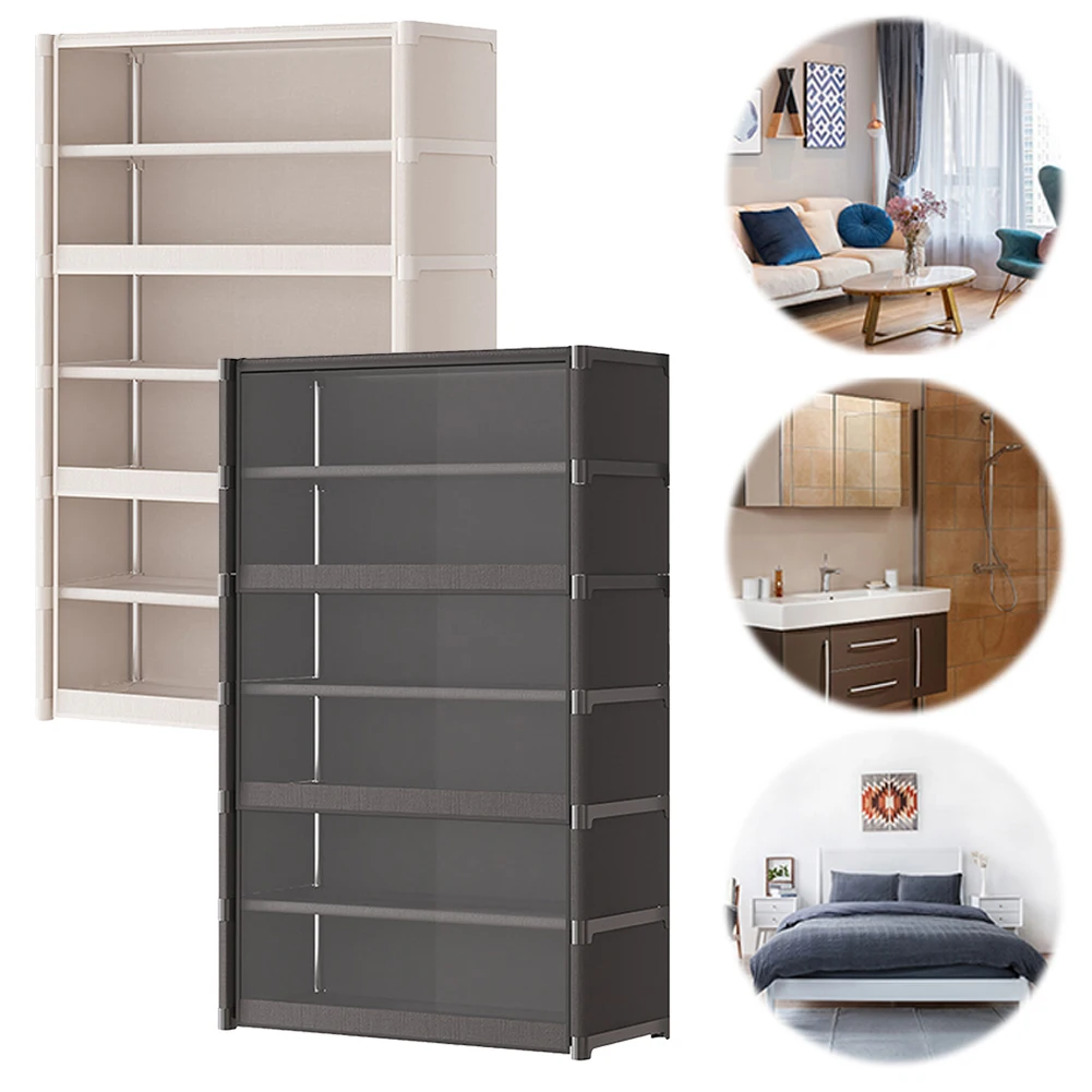 

7-ярусная полка-органайзер для обуви с прозрачными откидными дверцами, контейнерами для хранения, полками для обуви, сумок, книг и одежды