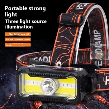 LED Headlamp 6-Modes Powerful Waterproof Headlight Type-C Rechargeable 18650 Head Torch Ca