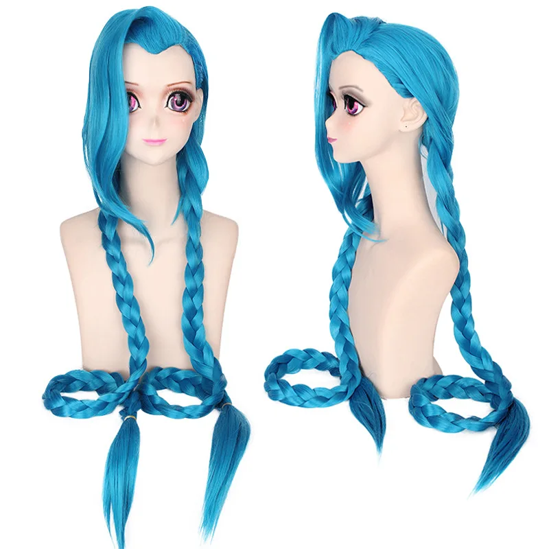 48 Inch Long Pink Blue Synthetic Braided Wig for Cosplay Carnival Halloween Party Game J-Inspired Costume Hair Anime Wig