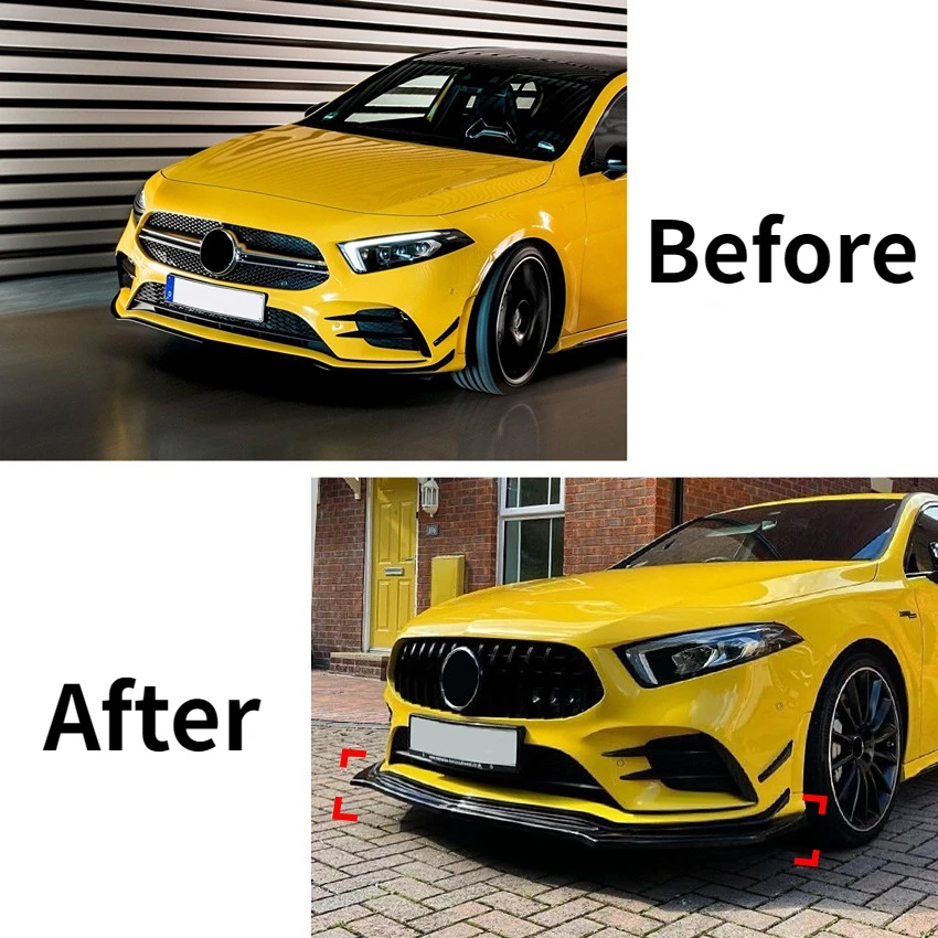 Car Front Bumper Lip Spoiler Canard Covers Body Kits For Mercedes Benz A Class V177 W177 A35 A180 A200 A220 A250 AMG 2019-2022