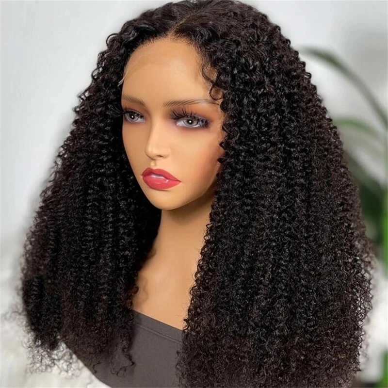 Miss Rola Hair Afro Kinky Curly 13x4 Lace Front Human Hair Wigs 180% Density Brazilian Afro Curly Wigs Remy Hair Wig Pre Plucked