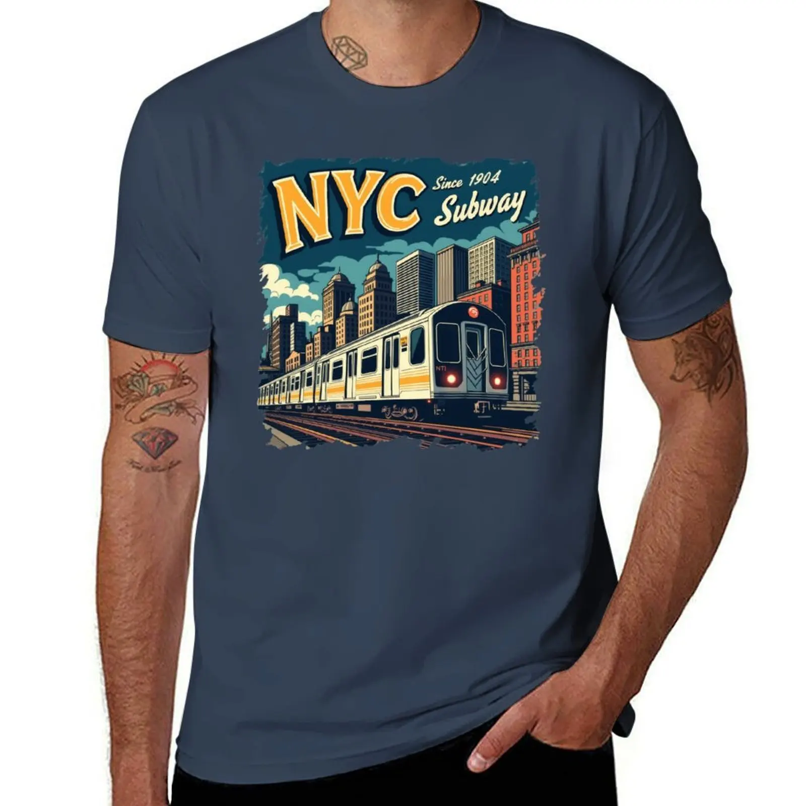 

New York Subway NYC Subway Train T-Shirt men t shirt cotton 100% cotton t shirts man 100% t shirt man luxury T-Shirt